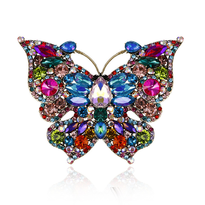Broche de mariposa con cristales de estilo retro
