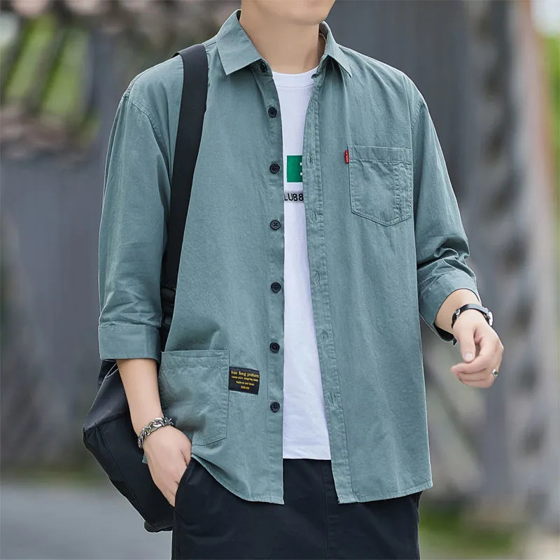 Spring and Autumn Cotton Long-sleeved Shirt Men's Shirt Long-sleeved Soft Loosening Casual Large Size Shirt