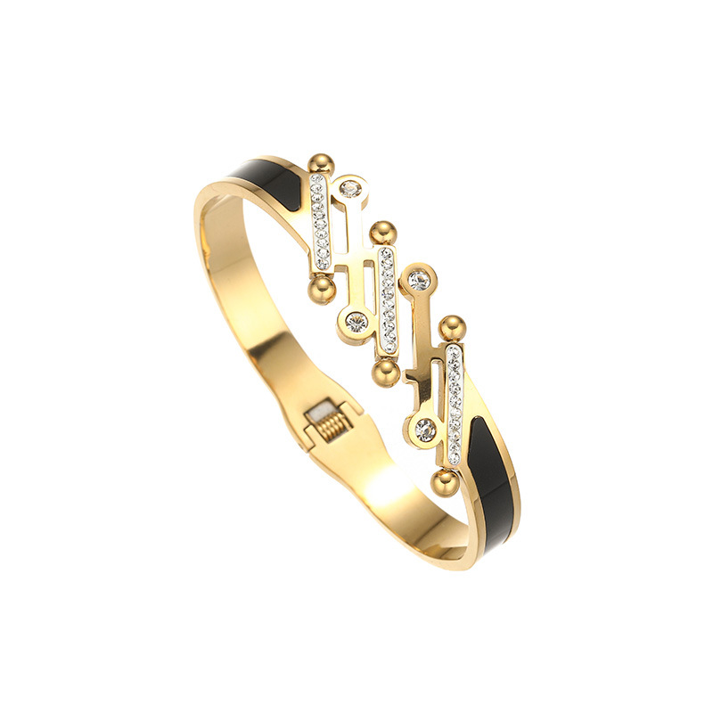29g Weight Bangle Classification Titanium Steel Chain Material 1 Piece Quantity Holiday, Party Occasion Titanium Steel Material Geometric Pattern 2025 Spring and Summer Season Women's Gender Plating Design Elegant, Glam Style Elegant Glam Geometric Titanium Steel Bangle In Bulk 12