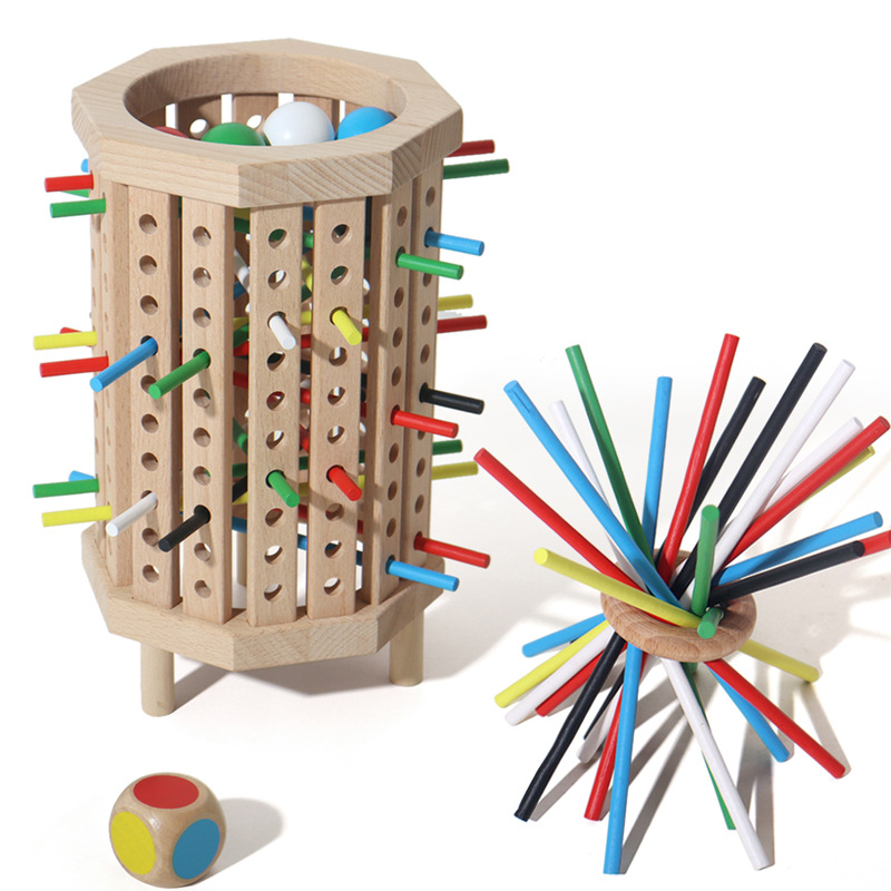 Juego de palo transfronterizo, juego de dados, juego de tablero de madera, juguetes interactivos de color entre padres e hijos, juego de matemáticas Montessori