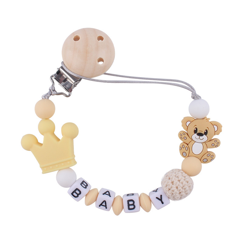 Nuevo bebé suministros de silicona chupete cadena animal de dibujos animados Oso de silicona mordedura molar Cadena de juguete