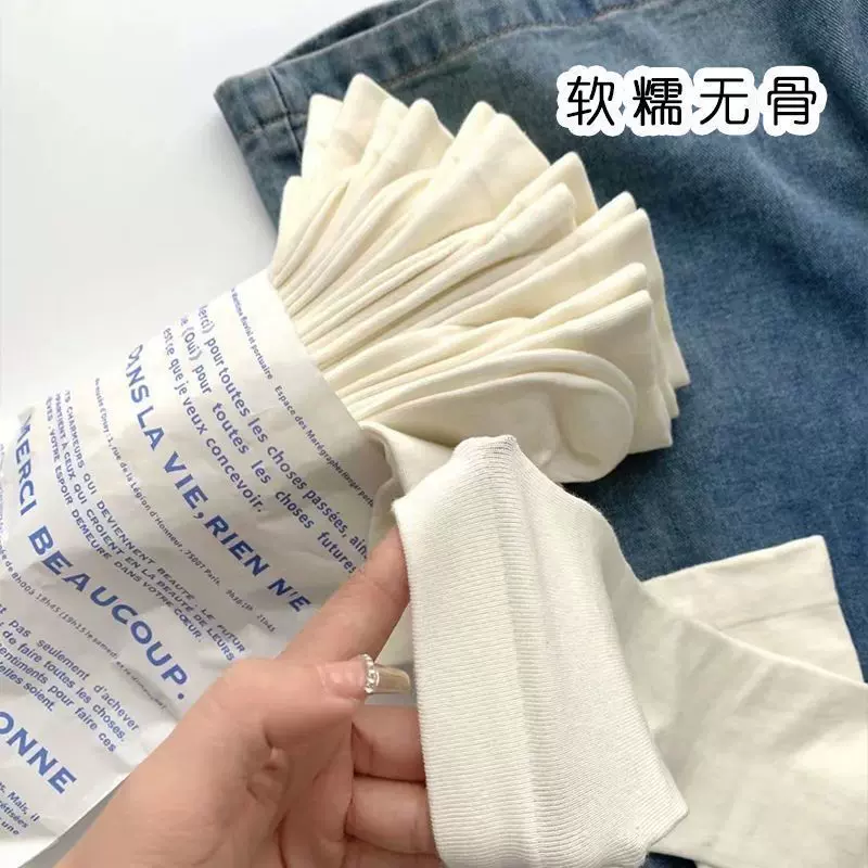 白色袜子女中筒袜秋冬季薄款防臭宽松月子无骨袜男士长堆堆袜批发