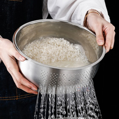 Xiyijia 304 food grade rice washing sieve household thickened drain basin kitchen vegetable and fruit basket European style sloping bottom basin