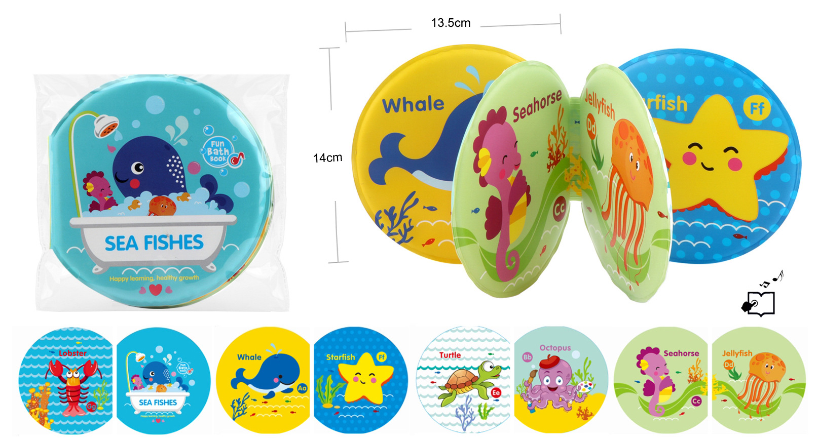 外贸儿童早教英文撕不烂洗澡书 认知洗澡玩具 内含BB叫 EVA浴室书