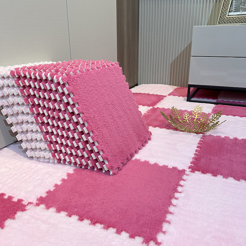Fuzzy Plush Puzzled Carpet Bedroom Bedside Fall and Winter Puzzle Mat Square Balcony Mat Can Be Cut Washable Foam Mat