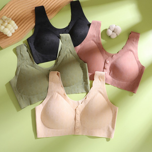 Zhangyan middle-aged and elderly comfortable seamless lace bra soft large elastic fashion mom front buckle fixed chest pad bra