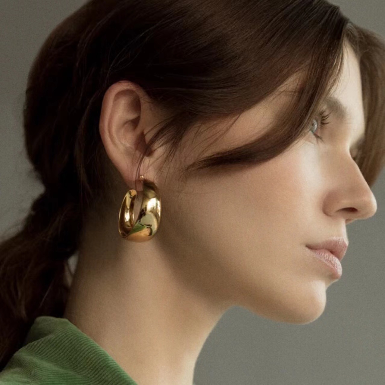 Solid Color Pattern Women'S Gender 304 Stainless Steel Solid Color Plating Retro Hoop Earrings For Women'S
