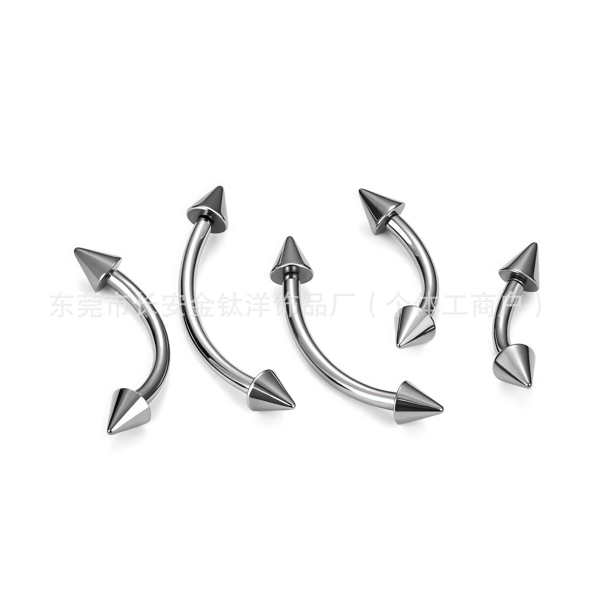 F136 Titanium Internal Thread Curved Barbell Pointed Cone Eyebrow Lip Nipple Jewelry G23 Alloy Piercing detail image 4