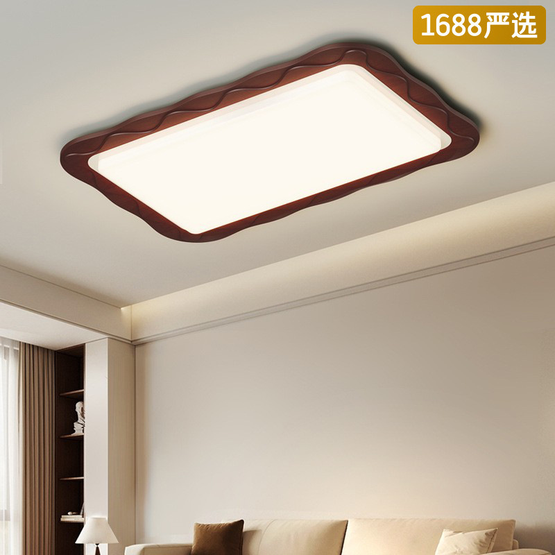 [Seleccionado] Lámpara principal de estilo antiguo, lámpara de techo de grano de madera de nogal, base decorativa de madera maciza redonda para habitación retro de estilo japonés