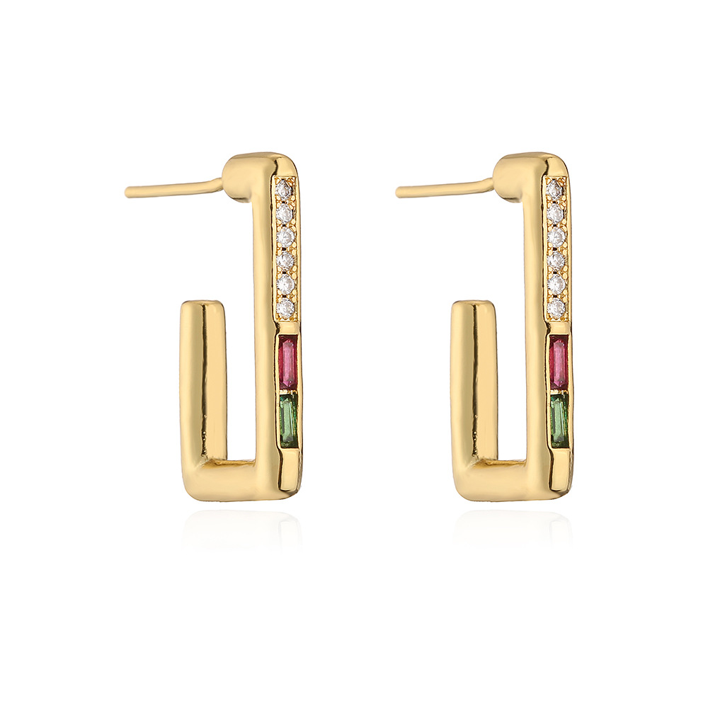 Fashion Geometric Copper Inlay Zircon Ear Studs 1 Pair