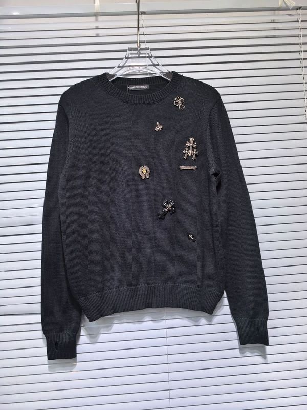 外贸跨境高品质25ss CH 秋冬新款梵文十字架圆领套头针织毛衣现货|undefined