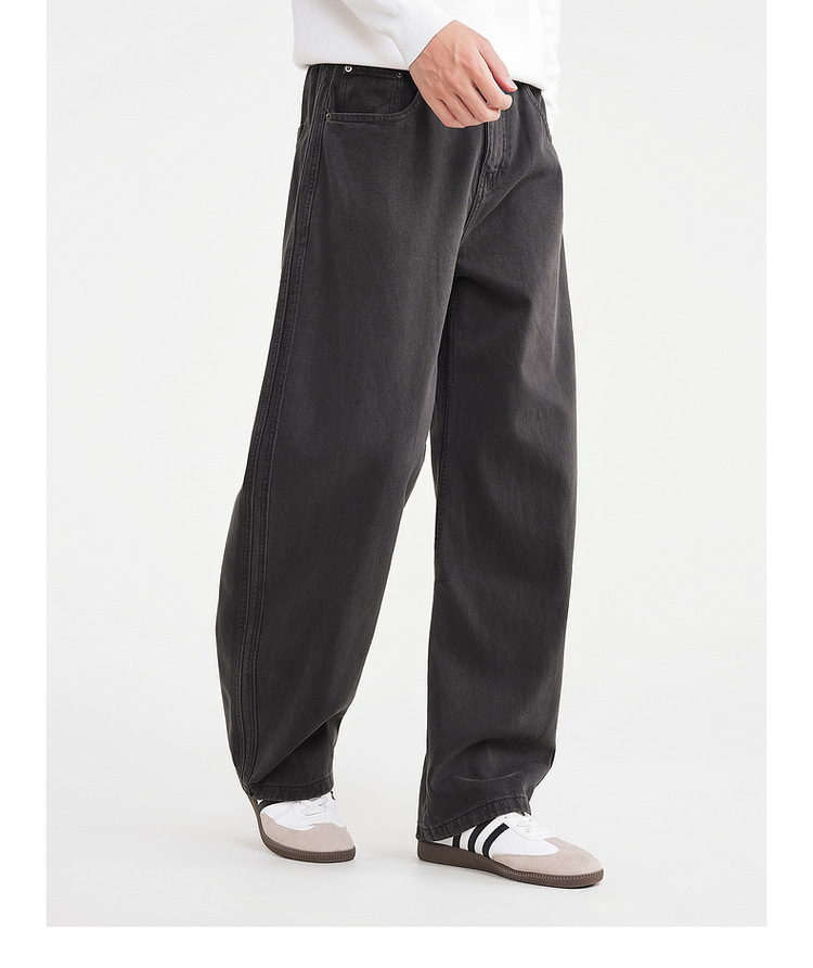 Quần jean nam ống rộng cotton phong cách Hàn Quốc — màu đen chi tiết 13