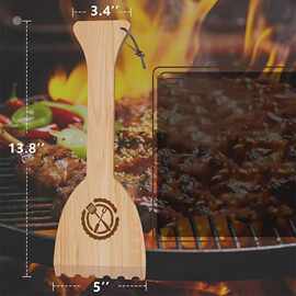 跨境木质烧烤清洁铲户外烧烤木制刮铲家用餐食松木铲可印制llogo