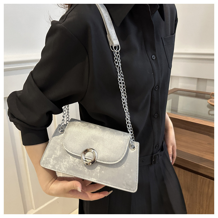 Borsa a tracolla da lavoro versatile a catena color caramella da donna, casual, semplice e alla moda, in PU, 2024_voghion.com