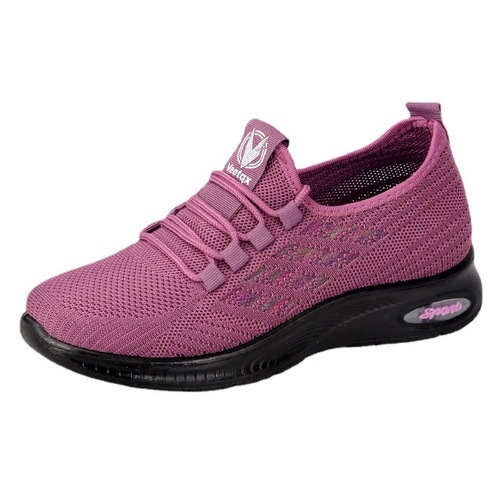Cross-border foreign trade fly-knitted women's casual sports shoes fashionable versatile lace-up shoes soft bottom breathable polyurethane mother's shoes