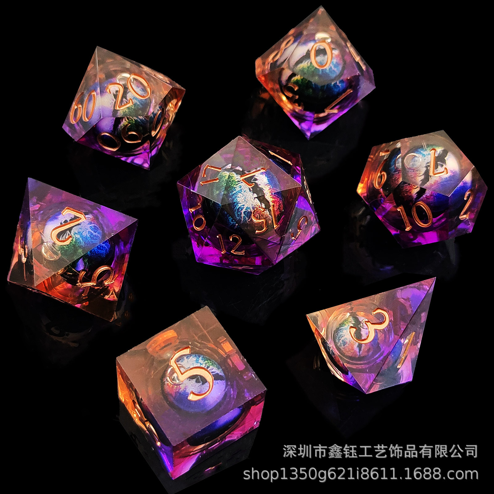 Dados de longan de resina dados de longan móviles DND Dragon y Dungeon RPG juego de mesa traje de dados de varios lados