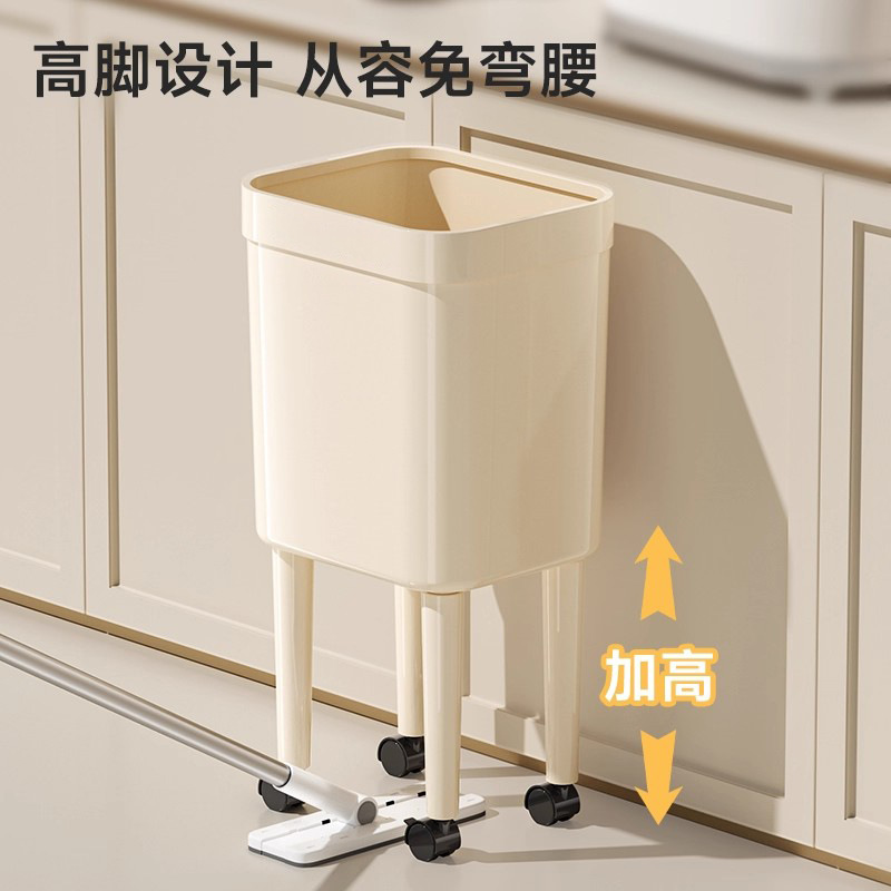 Basurero de pies altos sin doblarse, gran capacidad móvil con ruedas para sala de estar, dormitorio, cocina y baño.
