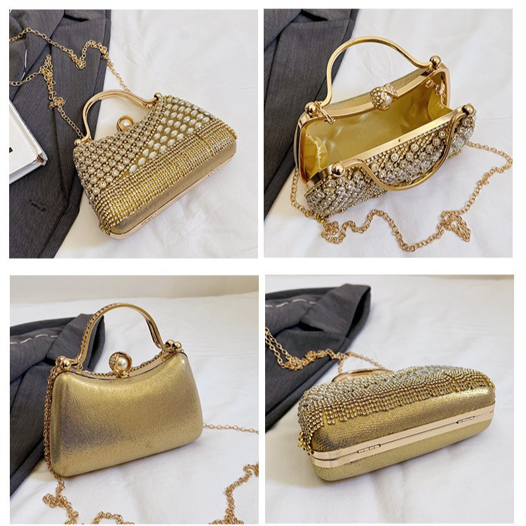 Nuova collezione 2026: Borsa a mano elegante da sera con catena e decorazioni di diamanti, stile Niche Style.
Elegante borsa a mano da sera per donna._voghion.com