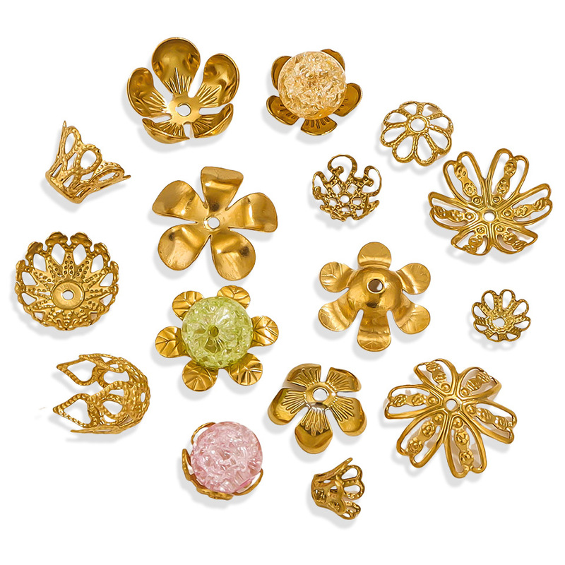Stainless steel petal bead cap torus bead 18K vacuum plating diy necklace bracelet jewelry making gasket bead cap
