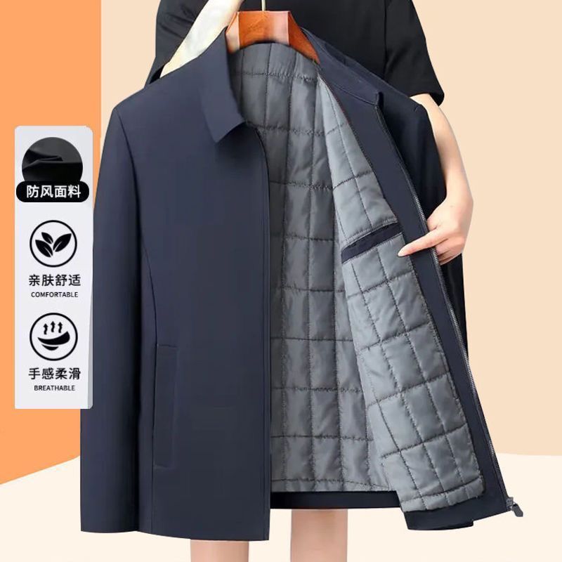 [Windproof and Warm] Off-Size Middle-Aged and Elderly Men's Cotton-Padded Jacket, New Dad's Wear, Cotton-Padded and Thickeneded Casual Wear