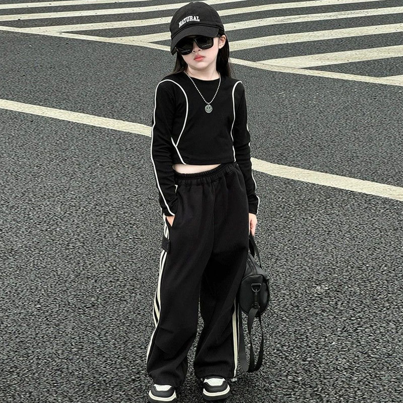 女童套装春秋季2026新款小女孩休闲中大童长袖打底衫运动服两件套