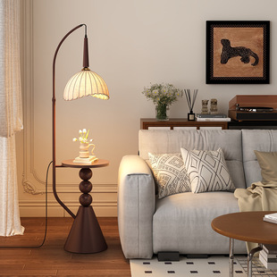 French Style Living Room Antique Floor Lamp Internet Celebrating-Silent Style Chinese Retro Bedside American Storage Rack Integrated Lamps