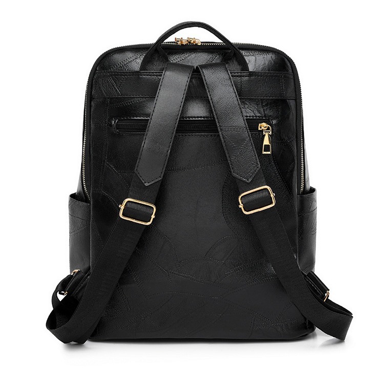 Comercio exterior al por mayor 2024 nueva mochila de PU para mujer retro simple y versátil color sólido de gran capacidad mochila para exteriores marea