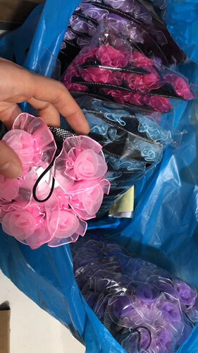 Children's cute pearl flower head flower hair net girl's dance exam special ball head hair iron hair band net pocket