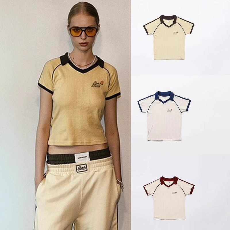 Korean Badblood Bcac American Short-Sleeved T-Shirt Sexy Football Shirt Slim Jersey Stripesd Niche Top
