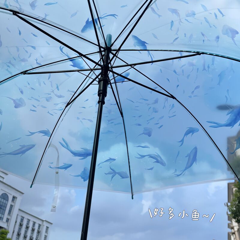 Fashion Aquarium Collaboration Transparent Umbrella, Sturdy Wind-Resistant Lightweight High-Value Compact Portable Folding Jellyfish Umbrella for Women