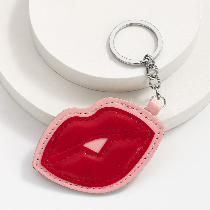 Date, Festival Occasion Pu Leather Material Cute Lips Pu Leather Valentine'S Day Unisex Bag Pendant Keychain