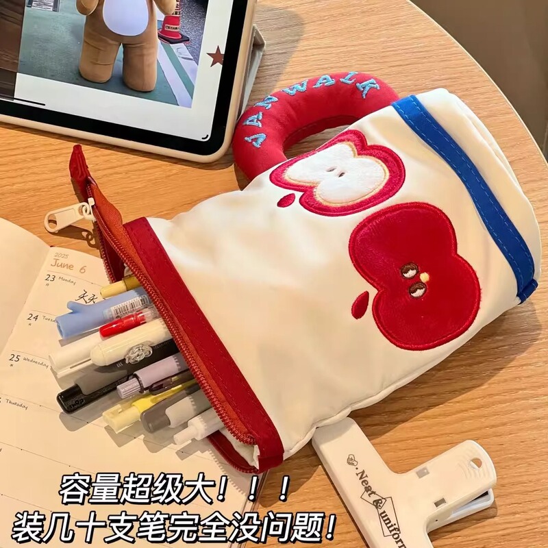 ins可爱苹果笔袋创意杯子笔袋高颜值学生大容量铅笔筒文具收纳袋|undefined