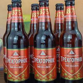 俄罗斯原装进口啤酒三山一只耳精酿红色450ml*6瓶玻璃瓶黄啤