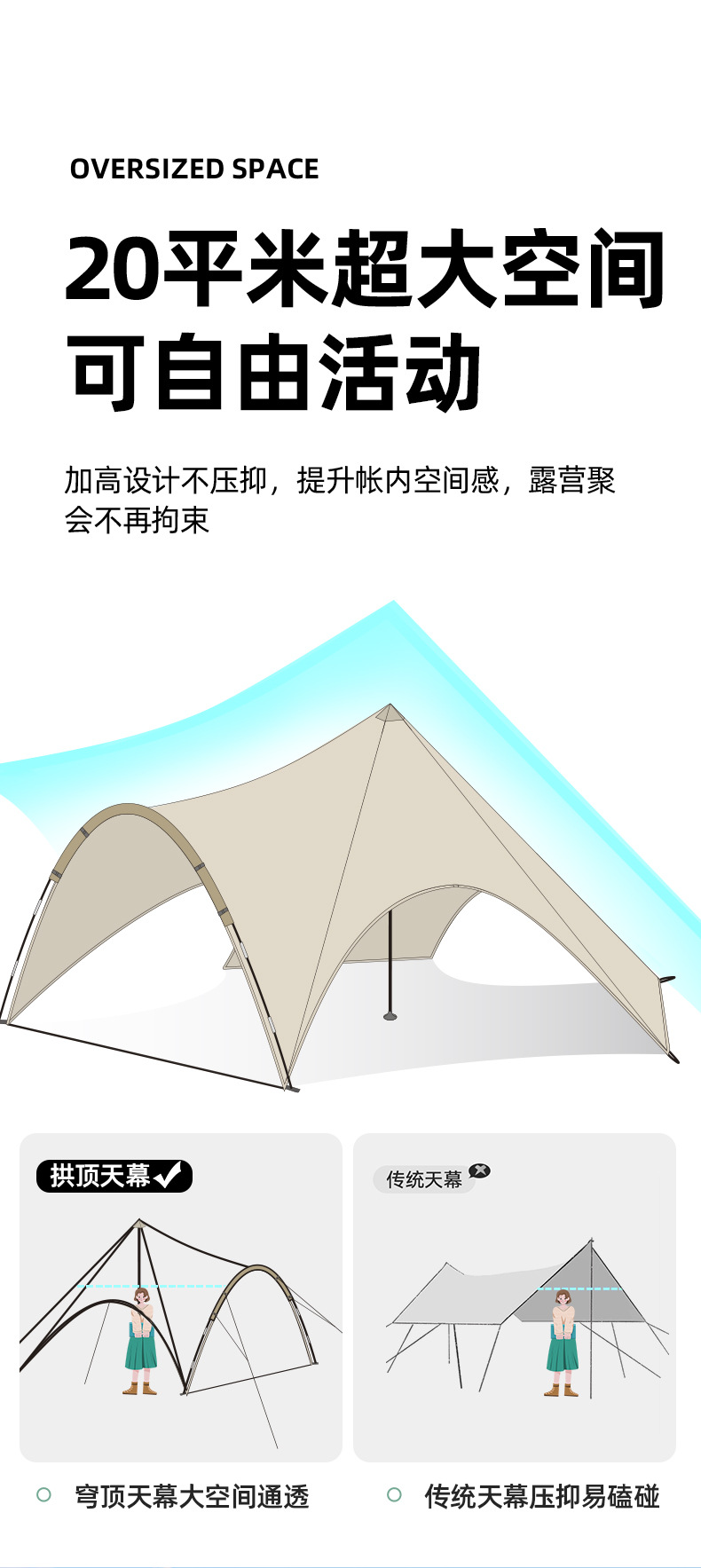 I Fly Cloud Top Vinyl Dome Canopy Tent Outdoor Camping Dome Dome Butterfly Shape Large All-Round Sun Protection Shade