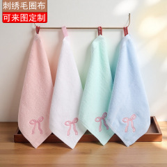 蝶ネクタイタオル、刺繍可能なサンプルスクエアタオル、綿フェイスタオル、増粘吸水性家庭用刺繍ロゴ小タオル