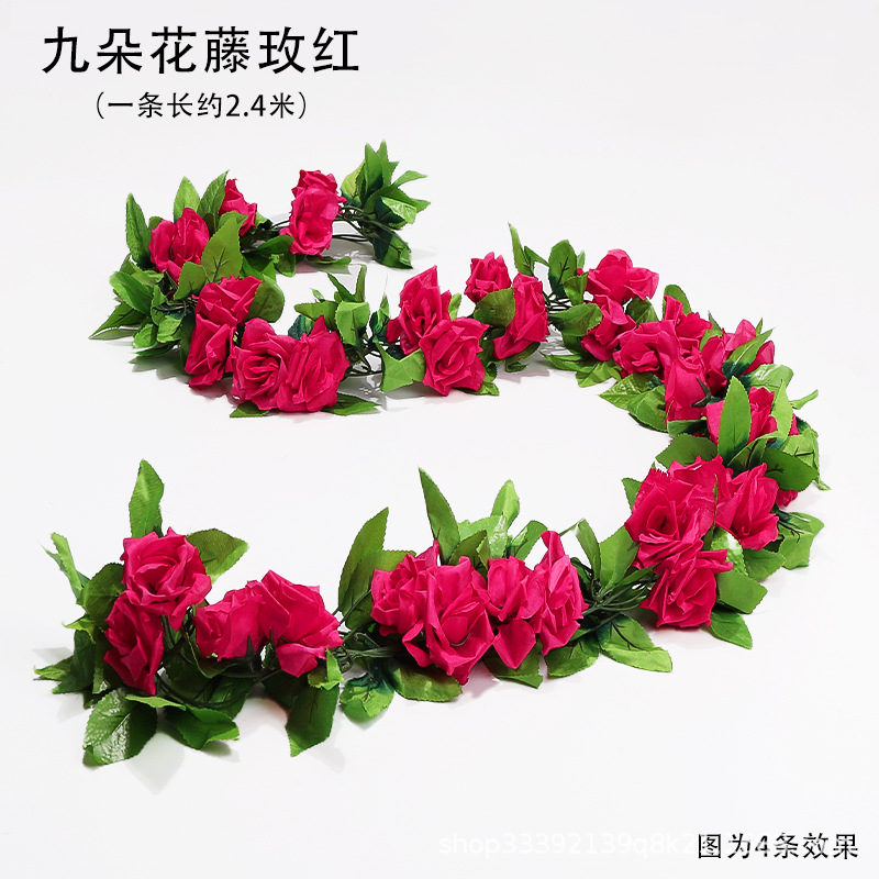 Boda flor artificial Rosa ratán flor artificial cama cabeza flor pared colgante hogar Decoración de la boda vid al por mayor