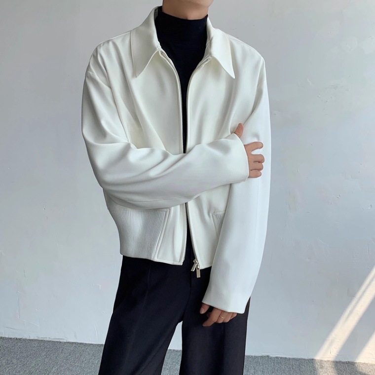Casual Solid Color Lapel Jacket, Loose And Trendy Short Silhouette Versatile Jacket_voghion.com