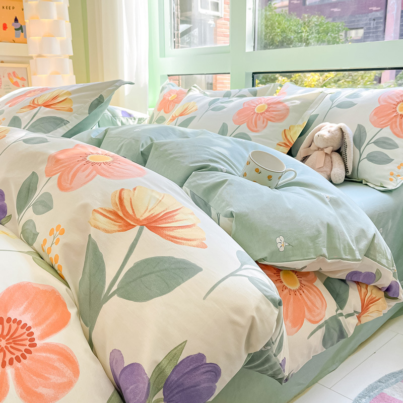 100 algodón cuatro piezas cubierta de cama 2025 nuevo dormitorio de estudiantes sábanas de tres piezas cubierta de cama