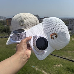 新しいソーラー充電ファン付きキャップ夏用の長いつばメッシュ通気性日焼け止めカップルサンシェードひさしキャップ