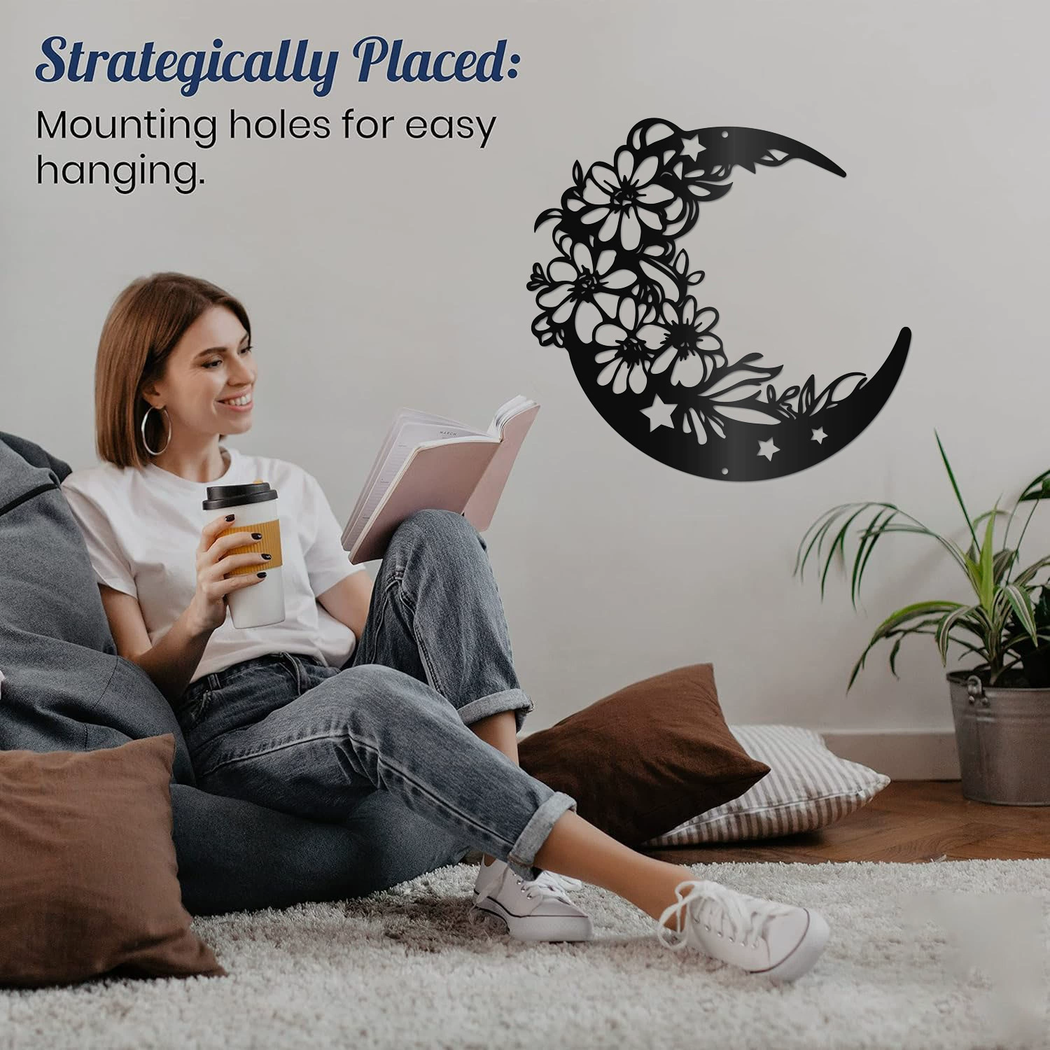 Трансграничная Amazon TK металлическая художественная стена с силуэтом лунного цветка, вырезанная резьба, украшение для домашнего офиса