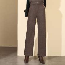 品牌天丝羊毛直筒裤女2025年秋冬季新款高腰垂感百搭显瘦休闲西裤