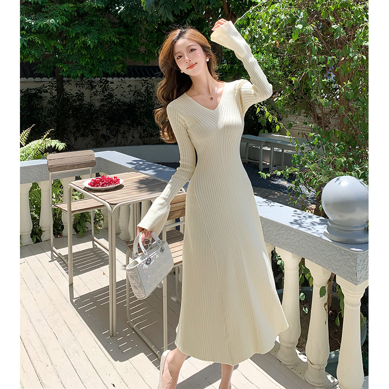 Quality retro design knitted knitted dress