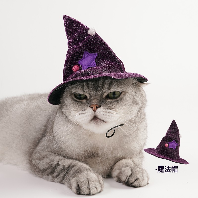 Capa para mascotas de Halloween transfronteriza, capa de gato, vestido de bruja, traje de transformación personalizado, murciélago, sombrero mágico