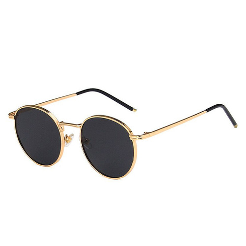 Qianai retro round-frame sunglasses for women Internet celebrity metal-rimmed small-frame sunglasses Korean version new fashion sunshade glasses for men