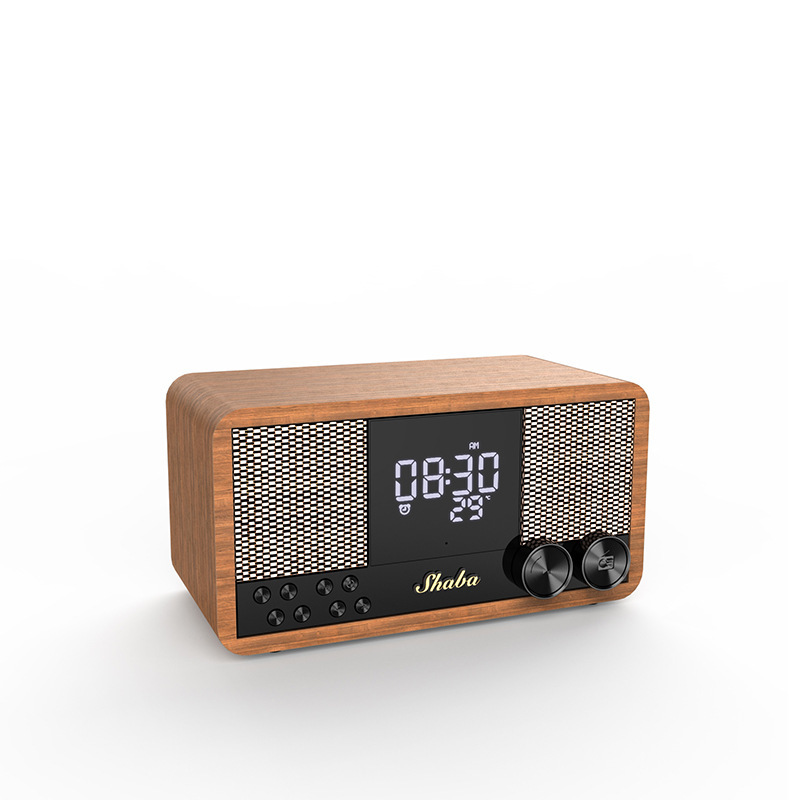 クロスボーダーレトロ Bluetooth スピーカー木製ホーム FM ラジオ時計目覚まし時計オーディオ Bluetooth サブウーファー|undefined