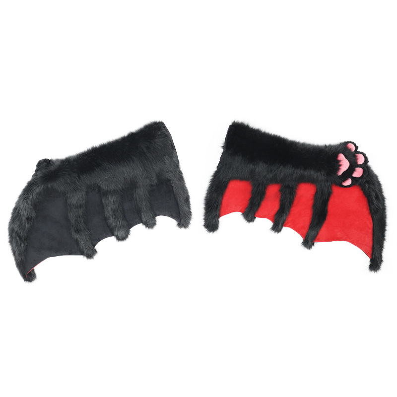 Halloween Cosplay comic show felpa fursuit bestia traje pelado diablo alas de murciélago bestia garra guantes