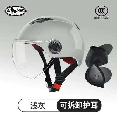 3c Certified Electric Car Helmet: Motosiklet kaskı (dəbilqə) - l001-primary-color-light-gray-ear-protection