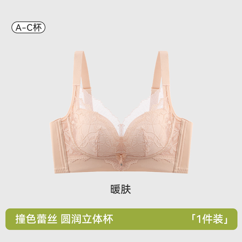 Nueva ropa interior de encaje para mujer, senos pequeños, grandes y sin costuras