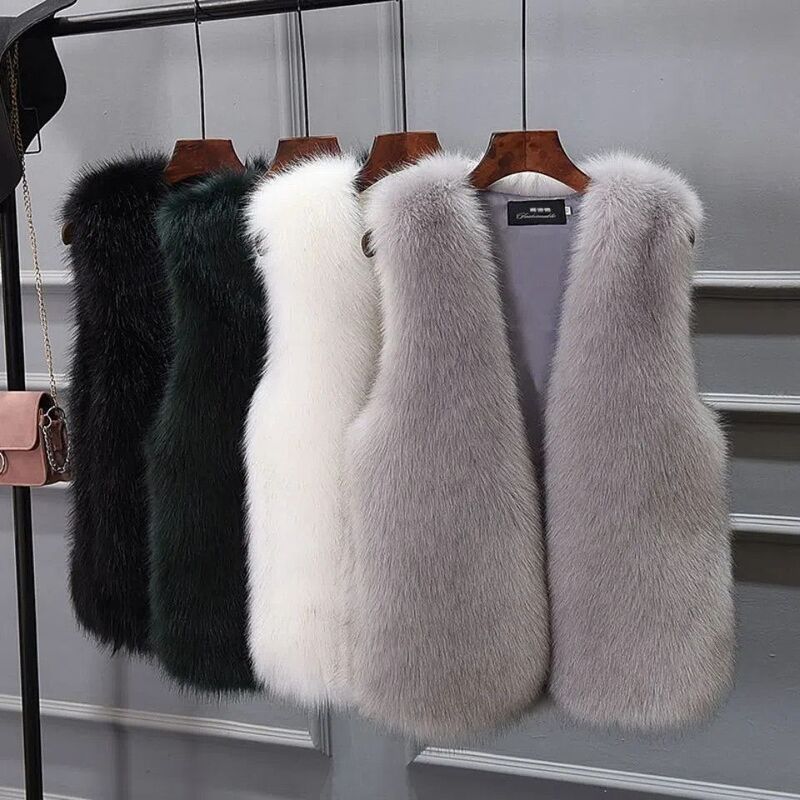 Fur Vest Women's Autumn and Winter New Style Fox Fur Vest Thickeneded Warm Fashionable Fur Vest Large Size