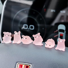 Car center console cute cartoon decoration new car interior trending mini glow-in-the-dark pig car interior little piglet